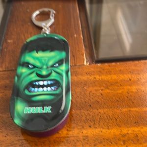 2003 The Hulk Keychain, attached container opens, Stores Change mints, keys etc.